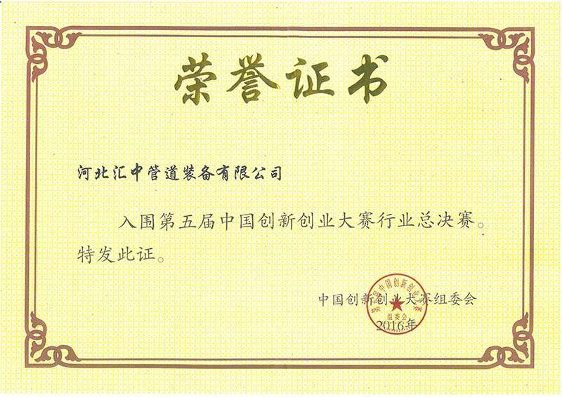 China Innovation and entrepreneurship competition industry finals Finalist Award